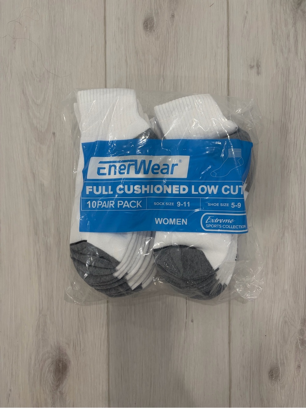 Women’s Full Cushioned Low Cut Socks - White with Gray Toe (10-Pack)